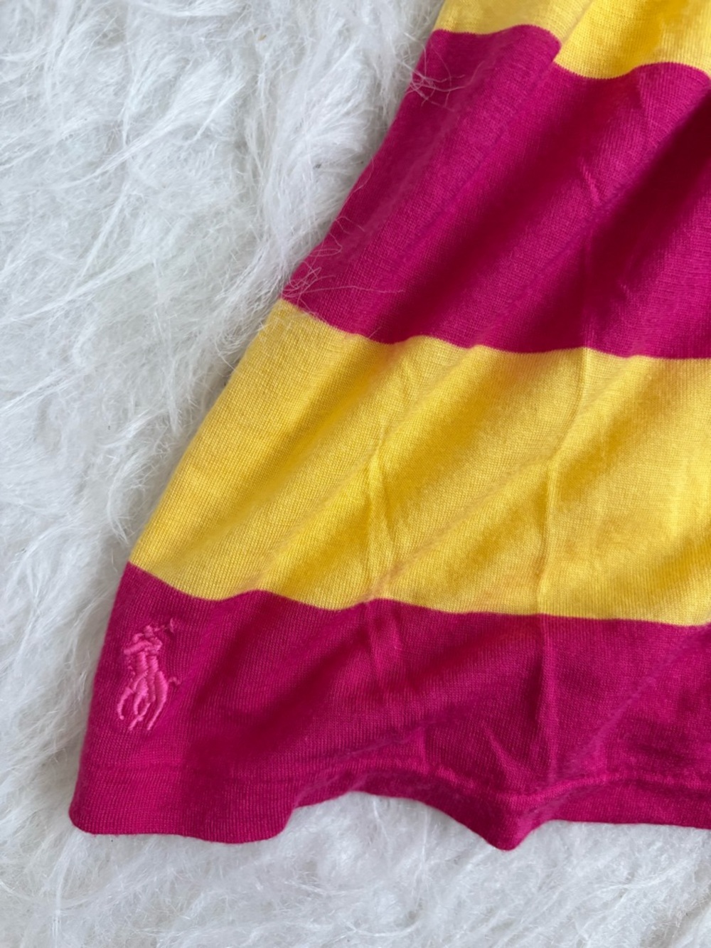 Ralph Lauren Girls Preppy Bold Yellow & Magenta Striped Sundress - Picture 4 of 6